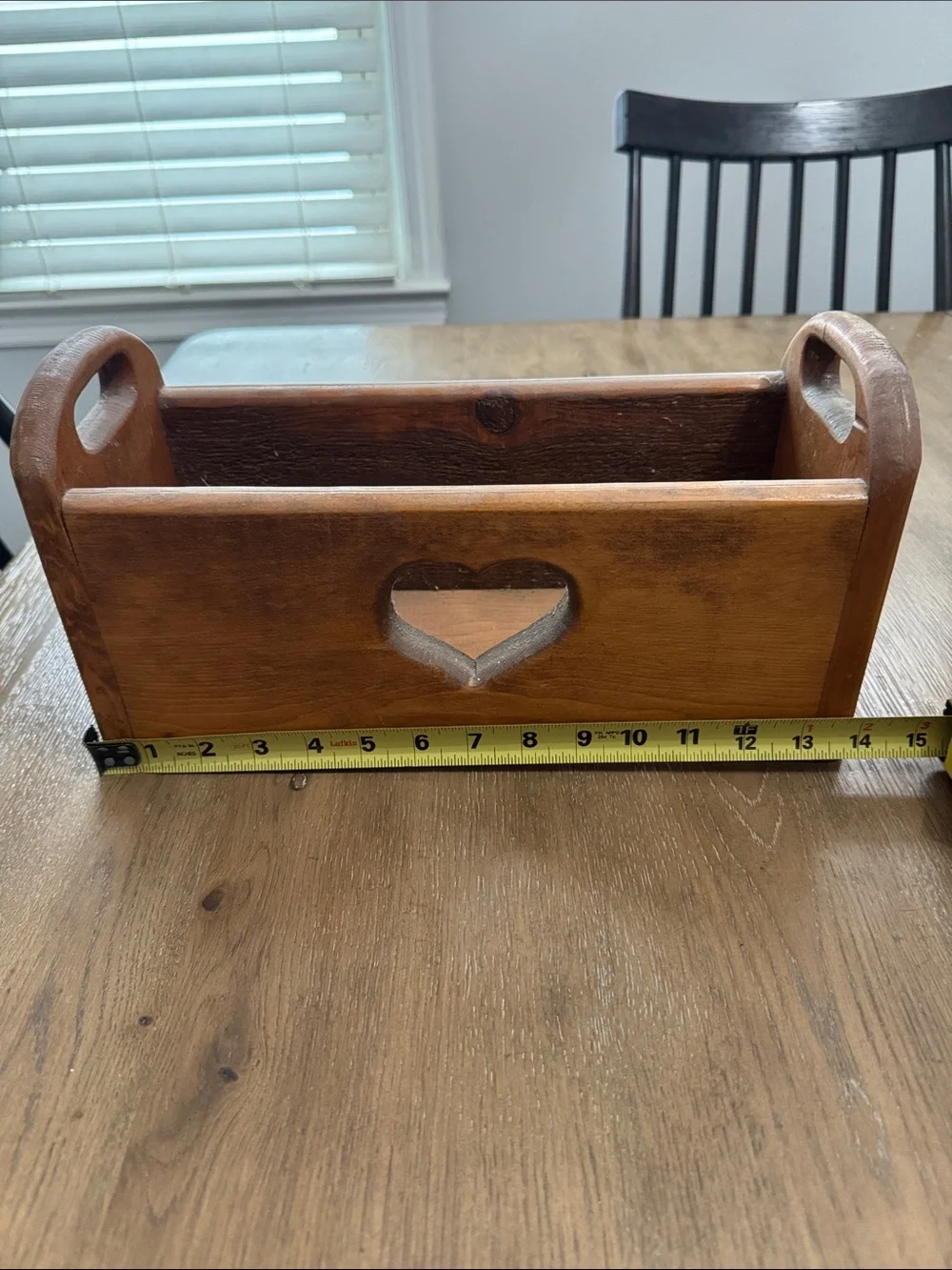Vintage wood heart cutout tray